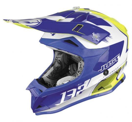 Шлем подростковый (кроссовый) JUST1 J32 Youth Pro Kick white/blue/yellow (2018)